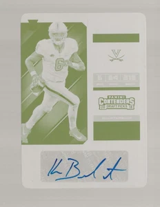 K7) 2018 Panini Contenders Kurt Benkert Printing Plate Auto Rookie RC 1/1 - Picture 1 of 2