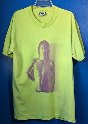 Large Iggy Pop Nude & Rude Neon Green Tour T-Shirt, Vintage 1988 - Excellent - Image 1 of 4