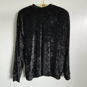 Onzie Women Black Velvet Boyfriend Sweatshirt Long Sleeve Boxy One Size Fits All - Picture 1 of 8