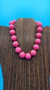 Vintage Hot Pink Round Beaded Necklace - Picture 1 of 5