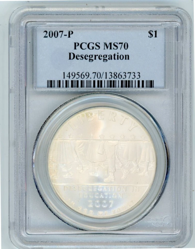 2007P DESEGREGATION COMMEMORATIVE $1 PCGS MS70 Cert. 13863733 - Image 1 of 2