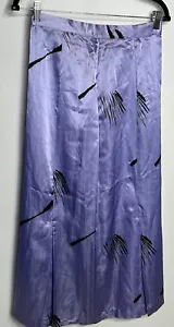 Karen Max Skirt Womens 9 Purple Floral Satiny Silky Pleated MIDI Bohemian Vtg - Picture 1 of 11