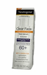 Neutrogena Clear Face Face Serum Sunscreen SPF60+ W/ Green Tea 1.7 Oz Exp 09/24 - Picture 1 of 5