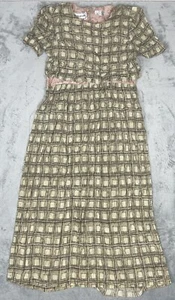 Vintage 80s Dress Karin Stevens Boho Geometric Maxi Dress Cottagecore Size 10 - Picture 1 of 11
