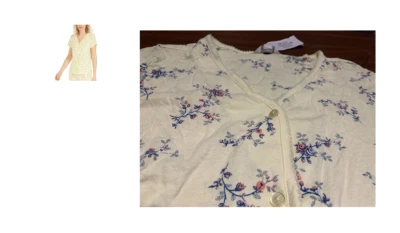 Top de pijama de manga corta de algodón Charter Club amarillo S Foto 1 de 4