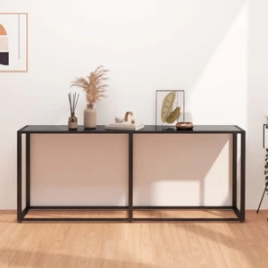 NNEVL Console Table Black 180x35x75.5cm Tempered Glass - Picture 1 of 7