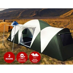 Family Camping Tent 10-12 Person Hiking Dome Tents (3 Rooms) Shade Awning - Picture 1 of 7