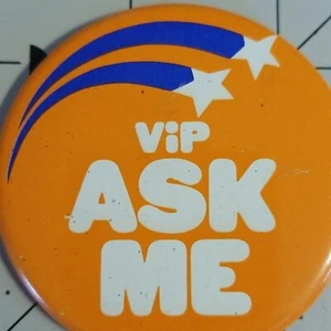 VIP ASK ME Retro Pinback Button SHOOTING STARS Pin Collectible BU129 - Picture 1 of 5