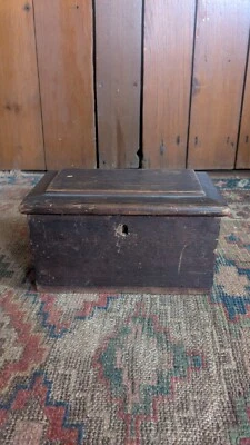 Best Antique Early Country Primitive Wood Document Trinket Storage Box 8.75" - Image 1 of 4