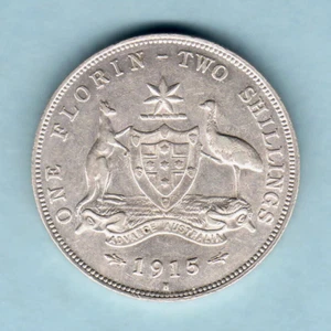 Australia. 1915-H Florin.. Full Centre Diamond.. gVF - Part Lustre - Imagen 1 de 2