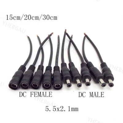 2pin wire DC Male Female jack plug 12V 5.5x2.1mm adapter plug For strip CCTV 9H - Image 1 of 4
