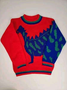 Y2K Vintage Little Funky Sweater Boys Size 5/6 Dino Art Dinosaur - Picture 1 of 8