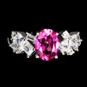 Heated Oval Pink Topaz Simulated Cz Gemstone 925 Sterling Silver Jewelry Ring 7