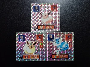 Pokemon Card Amada Holo Prism Sticker x3 Eevee Flareon Vaporeon #4572 - Picture 1 of 14