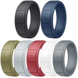 Silicone Wedding Ring Flexible Rubber Food Grade Hypoallergenic Antibacterial - Picture 1 of 11