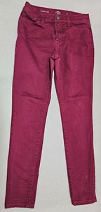 St Johns Bay Womens Size 6 (30x29) Burgundy Denim Jeans Skinny Leg Stretch - Picture 1 of 6