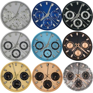 29,5mm Negro Azul Blanco Reloj Esfera y Manijas de Reloj GMT Ajuste Movimiento VK63 - Imagen 1 de 29