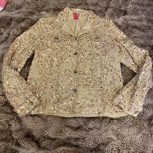 Giacca donna paillettes perline vintage media panna beige sabbia Starkman anni 90 - Foto 1 di 10