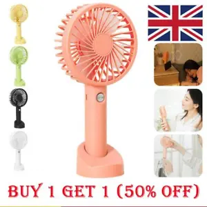 Portable Mini Hand-held Small Folding Desk Fan Cooler Cooling USB Rechargeable - Picture 1 of 16