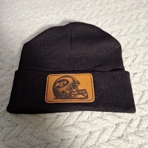 New York Jets Leather Patch Black Beanie Cap MLB - Picture 1 of 3