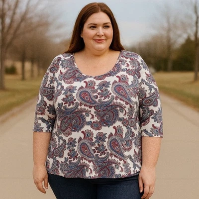 Charter Club Womens Perfectly Soft Artsy Paisley Top Size 3X Office Bohemian - Image 1 of 4