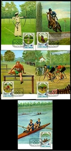 1983 S. Tome Sports,Los Angeles,Cycling,Rowing,Archery,Horse riding,9 Maxi Cards - Picture 1 of 2