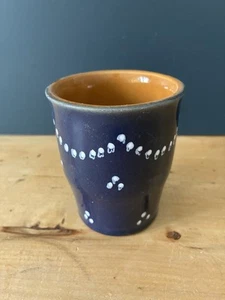 Strehla Keramik GDR Becher Nr. 1478 blau weiße Pünktchen Ø 8 cm H 9,5 cm - Bild 1 von 3