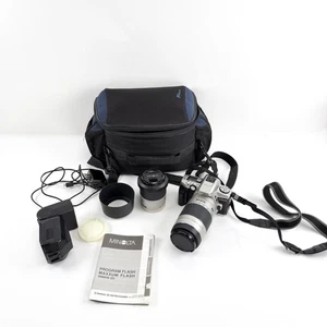 Minolta Maxxum 5 35mm SLR Camera & 28-100mm / 75-300m Lens, Flash, Case - Tested - Picture 1 of 12