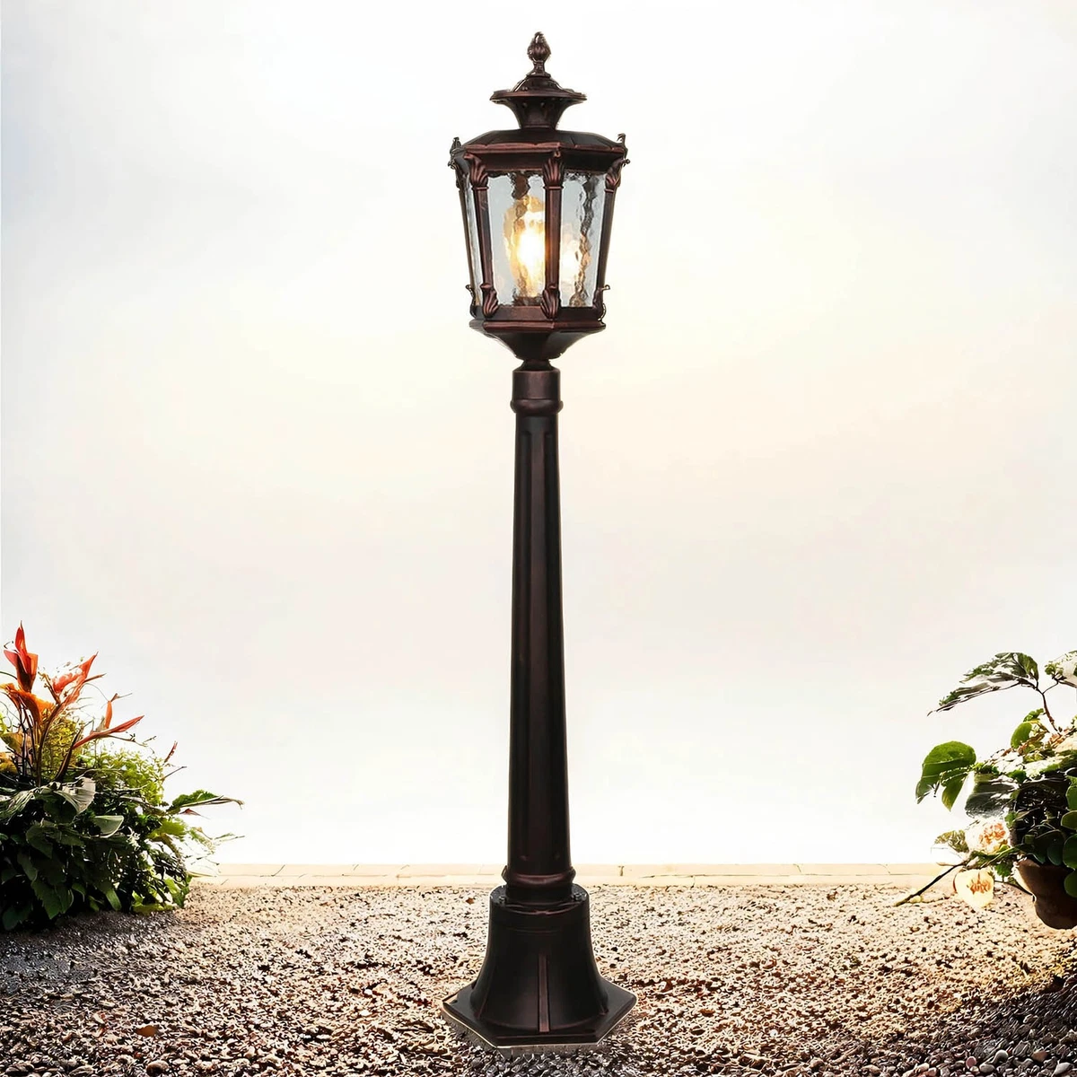 Lignac Außenleuchte Vintage – Aluguss Schwarz/silber, 74 Cm Hoch, IP44, E27, Ohne Leuchtmittel