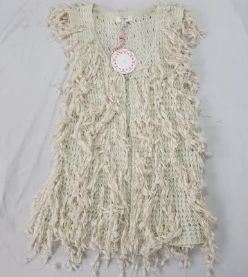 Chaleco Suéter Umgee Para Mujer Sin Mangas Marfil/Crema Peludo Flecos Hilo Nuevo PEQUEÑO Foto 1 de 4