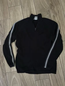 Greendog 1/4-Reißverschluss Langarm Pullover schwarz Medium (12-14) parallele Streifen Ärmel - Bild 1 von 5