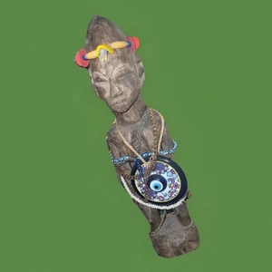 Antique African Yorube Tribal Carved Ritual Figure Rare Adornments - Picture 1 of 7