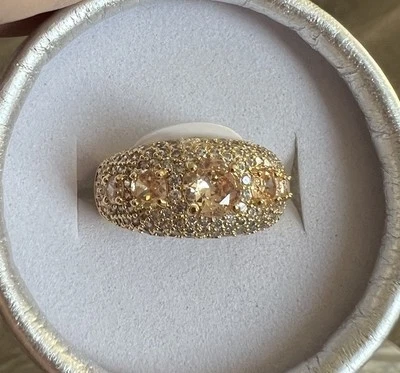 Anillo Bomb Party topacio ahumado chapado en oro talla 8 simplemente sin palabras Foto 1 de 3