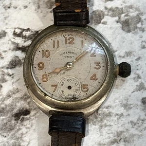 Antique Ingersoll Military Wrist Watch w/Leather Band Not Working Parts/Repairš„ - Picture 1 of 24