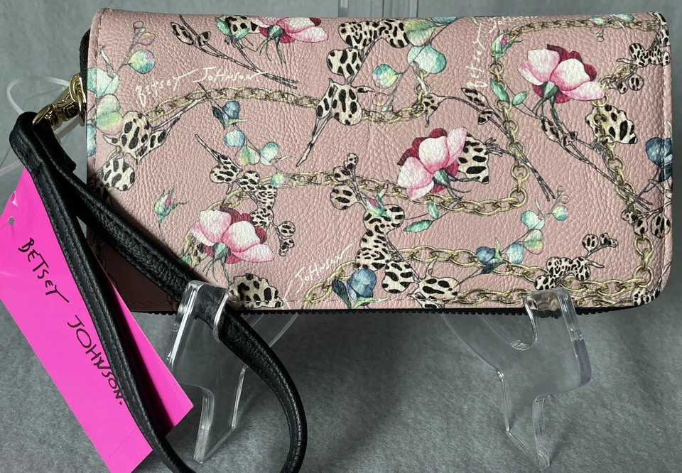 Cartera Betsey Johnson Rosa XORING Floral Cremallera Alrededor - ¡Nueva! Foto 1 de 4