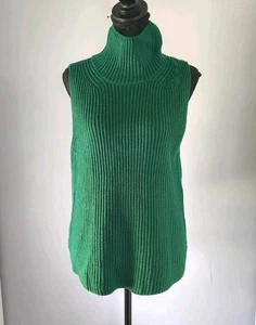 Weekend Max Mara Women's Green Knitted Waistcoat Vest Turtleneck Stretch Size XL - Picture 1 of 13