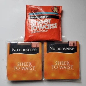 Vintage No Nonsense Pantyhose 2 Tan 1 Nude Size B Medium To Tall Sheer To Waist - Picture 1 of 7