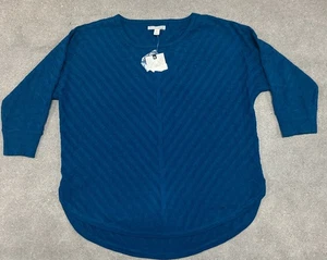 Dana Buchman Dolman Sweater Large Womens Blue Soft 3/4 Sleeves New - Bild 1 von 8