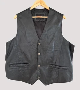 Chaleco clásico de motociclista/chaleco de cuero genuino negro 4XL exclusivo de AVIATRIX para hombre - Imagen 1 de 13