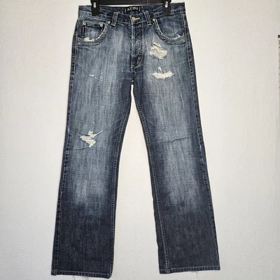 Pantalones de mezclilla Armani para hombre talla 30 botones mosca pierna recta desgastados Foto 1 de 4