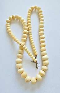 Vintage White Plastic Beaded Single Strand Long Necklace 30" - Picture 1 of 4