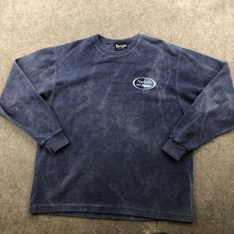 VTG Nashville Predators Sweatshirt Mens Medium Blue Embroidered Hockey NHL Cover