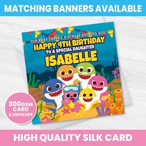 PERSONALISED BABY SHARK BIRTHDAY CARD ANY NAME AGE RELATION OCCASION - Picture 1 of 2