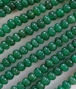 16" Strand, 6-6.5 mm Natural Green Emerald Beryl Pumpkin Carving Beads/RJS-115 - Picture 1 of 10