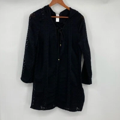 Traje de baño Dotti vestido cubre mujer talla pequeña negro con capucha cordones transpirable Foto 1 de 4