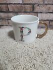 Opalhouse Monogram Coffee Mug Letter P Initial Floral Cup Gold Handle 14 Oz 5396