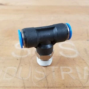 Festo QST-G1/2-12 Push In T Fitting 1/2 NPT Male to Two 12mm O.D. Tube - NEW - Picture 1 of 5