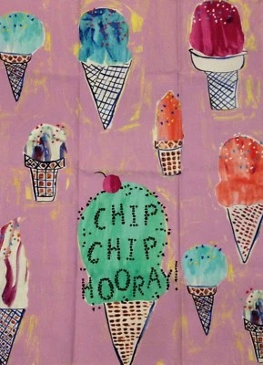 NWT Anthropologie Chip Chip Hooray! Ice Cream Cone Dish Towel - Image 1 of 4