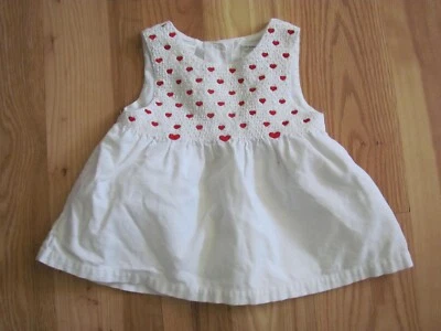 Miniwear Blanco Rojo Corazones Algodón Pana Vestido Bebé Infantil Niña 3-6mo (K4-W2) Foto 1 de 4