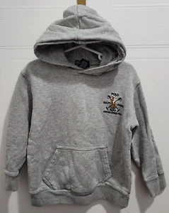 Vintage Polo by Ralph Lauren Gray Hoodie Sweatshirt w/ Embroidered Logo Size 5 - Picture 1 of 10